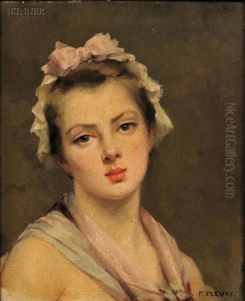 Head Of A Young Woman Oil Painting by Fanny-Laurent Fleury