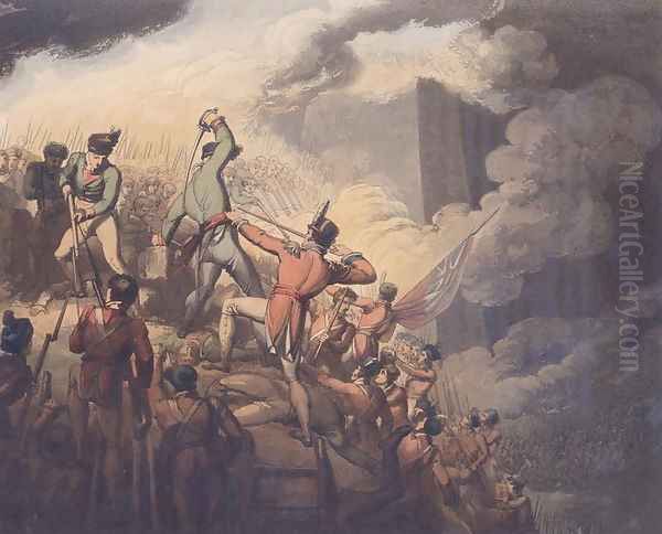 Badajoz, 6th April 1812, from The Victories of the Duke of Wellington, engraved by T. Fielding, pub. 1819 Oil Painting by Richard Westall