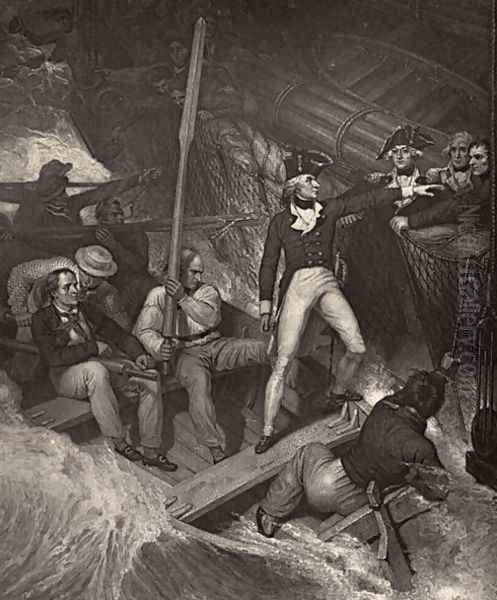 Lieutenant Nelson volunteering to board a prize in violent gale, illustration from The Life of Nelson by Robert Southey (1774-1843) first published 1813 Oil Painting by Richard Westall