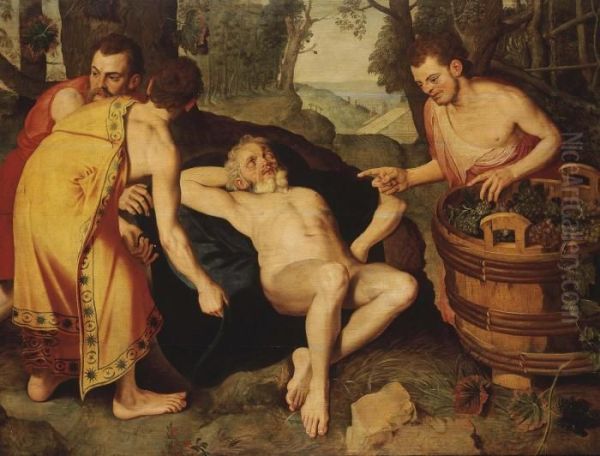 L'ivresse De Noe Oil Painting by Frans I Vriendt (Frans Floris)