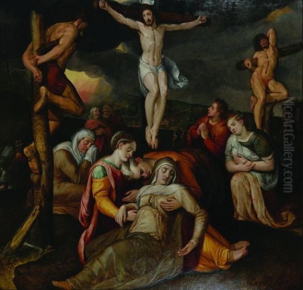 Christus Aan Het Kruis Oil Painting by Frans I Vriendt (Frans Floris)