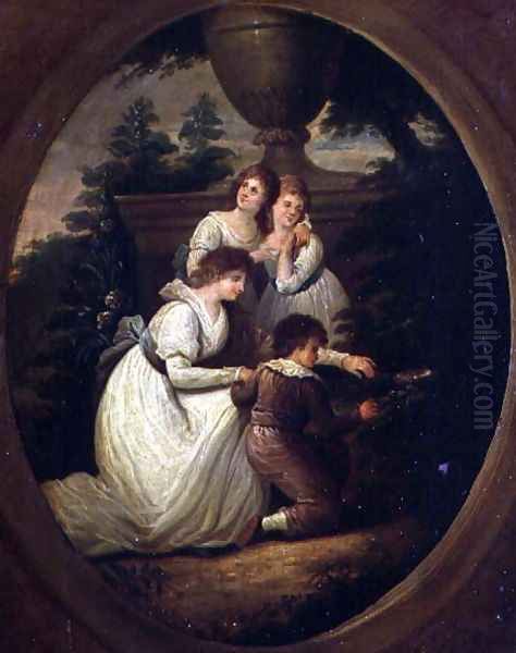 Family Group in a Garden, c.1790 Oil Painting by Richard Westall