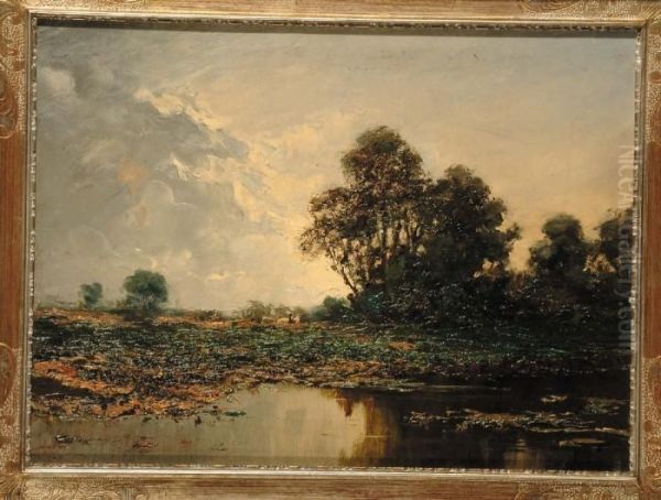 Paesaggio Con Fiume Oil Painting by Carlo Follini