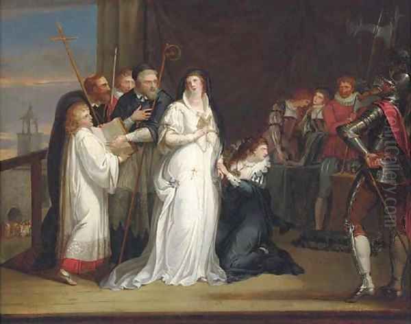 Mary, Queen of Scots, taking her leave of Sir Arthur Melville, on her way to execution Oil Painting by Richard Westall