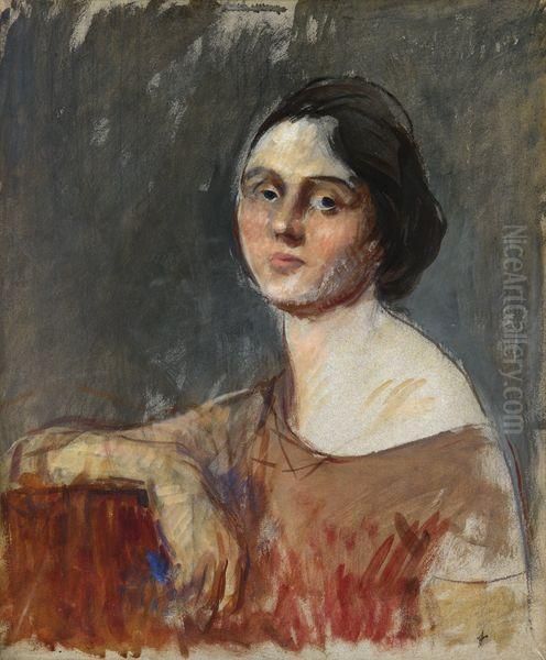 < Portrait De Jeune Femme >. Oil Painting by Jean-Louis Forain