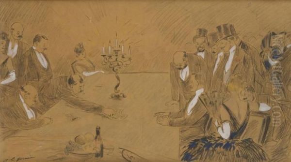 Les Joueurs Oil Painting by Jean-Louis Forain