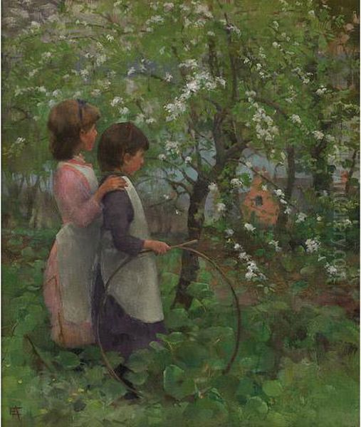 The Orchard Oil Painting by Elizabeth A.Stanhope Forbes