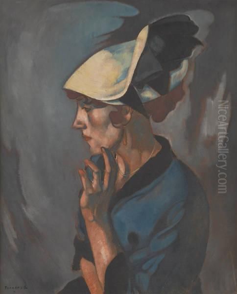 La Dame Au Chapeau Oil Painting by Rodolphe Fornerod