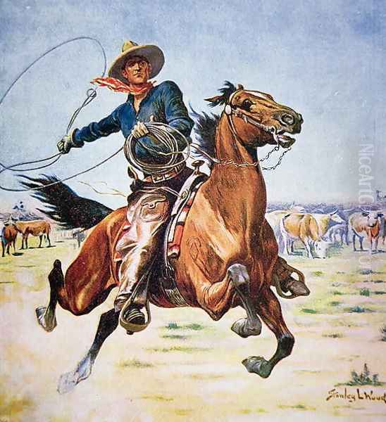 Texas Cowboy Oil Painting by Stanley L. Wood