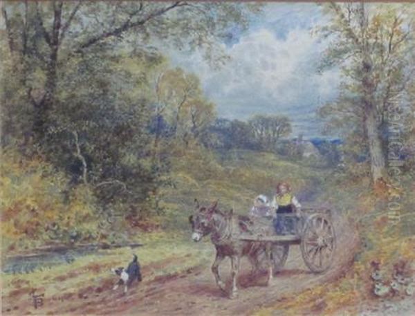 The Donkey Cart Oil Painting by Myles Birket Foster