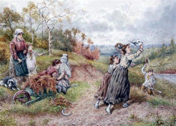 Chasing Butterflies Oil Painting by Myles Birket Foster