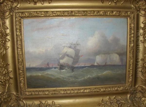 A Two-masted Racing Schooner At The Starting Gun Off Ryde; Oil Painting by Arthur Wellington Fowles