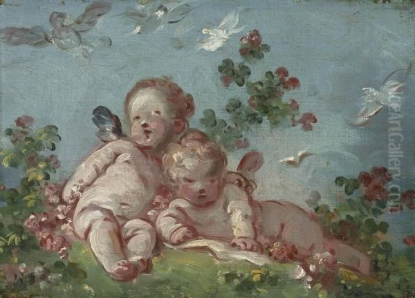 Two Cupids, Or Spring Oil Painting by Jean-Honore Fragonard