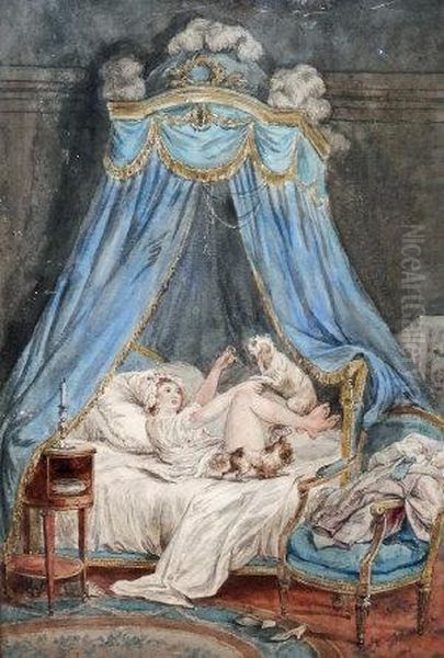 Lady In Her Bed Chamber Oil Painting by Jean-Honore Fragonard