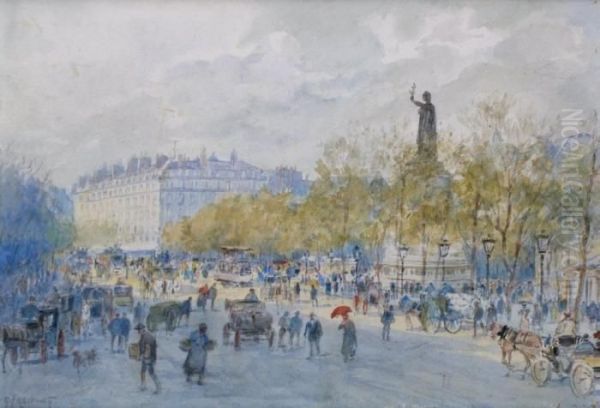 Paris, La Place De La Republique Oil Painting by Georges Fraipont