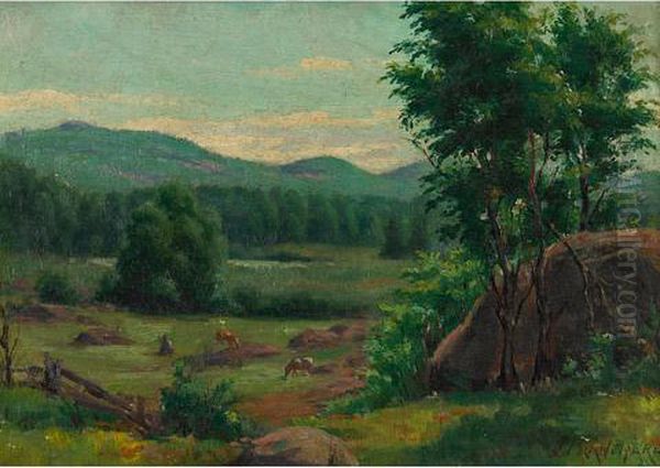 Pasture With Grazing Cattle Oil Painting by Joseph Charles Franchere