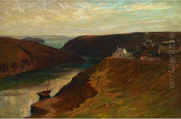 Saguenay Landscape Oil Painting by Joseph Charles Franchere