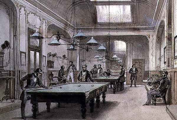 A Billiard Room, 1861 Oil Painting by Carl Friedrich H. Werner