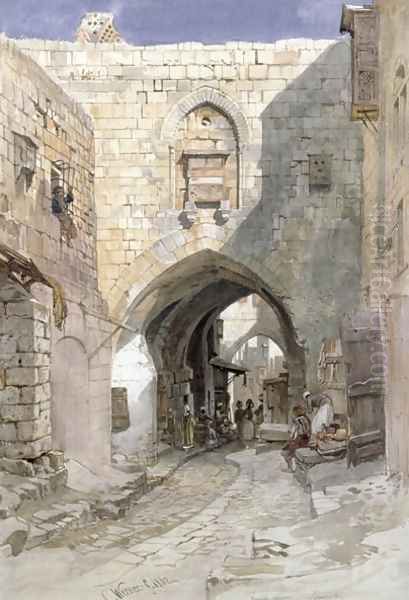 Davids Strasse, Jerusalem, 1862 Oil Painting by Carl Friedrich H. Werner