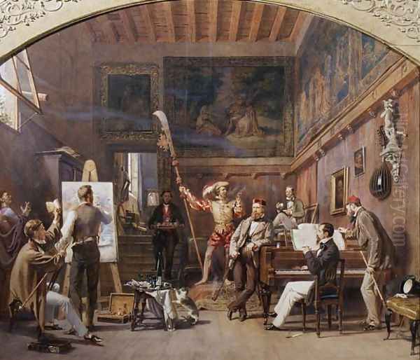 The Artists Studio, Venice, 1854 Oil Painting by Carl Friedrich H. Werner