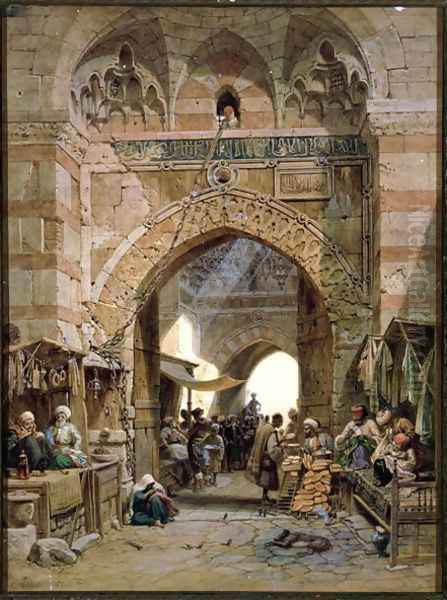 Bazaar Scene, 1875 Oil Painting by Carl Friedrich H. Werner