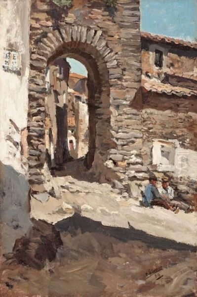 Una Calle Oil Painting by Francisco Gimeno