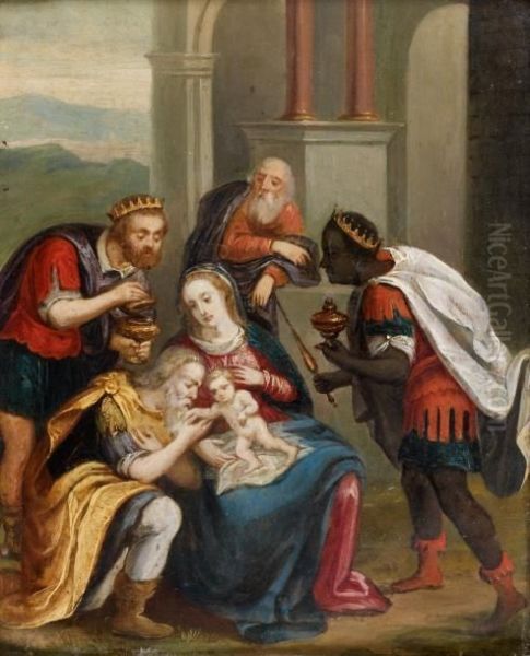 Adoration Des Mages Cuivre Au Revers Oil Painting by Ambrosius Francken I