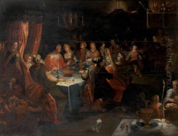 Le Festin De Balthazar Oil Painting by Ambrosius Francken II