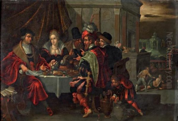 Lazare Et Le Mauvais Riche Oil Painting by Frans Francken