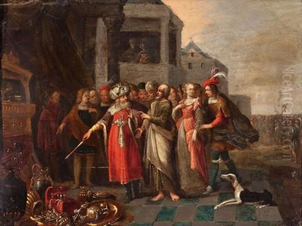 Creso Mostrando Sus Tesoros A Solon Oil Painting by Frans II Francken