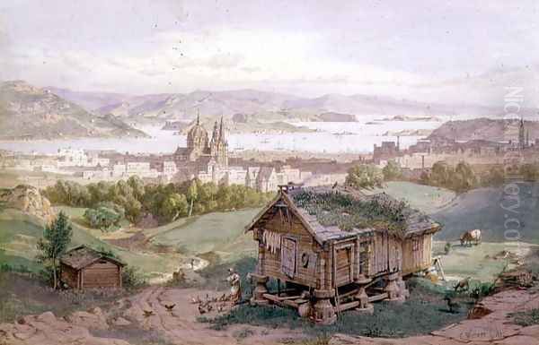 View of Christiania, 1882 Oil Painting by Carl Friedrich H. Werner