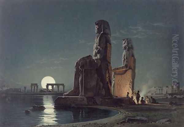 The Colossi of Memnon, Thebes, one of 24 illustrations produced by G.W. Seitz, printed c.1872 Oil Painting by Carl Friedrich H. Werner