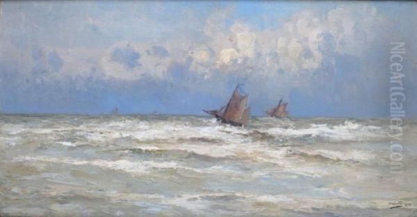 Petits Cotres En Mer Oil Painting by Joseph Charles Francois