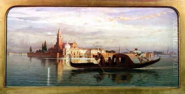 On the Venetian Lagoon Oil Painting by Carl Friedrich H. Werner