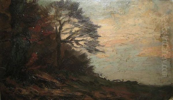 Landschap. Oil Painting by Joseph Charles Francois