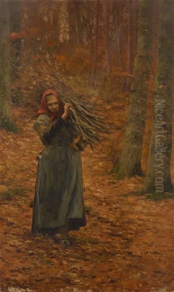 Fagoteuse En Automne Oil Painting by Joseph Charles Francois