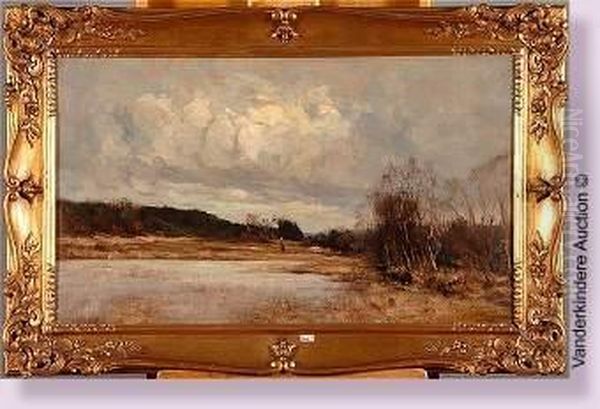 Paysage Lacustre Anime Oil Painting by Joseph Charles Francois