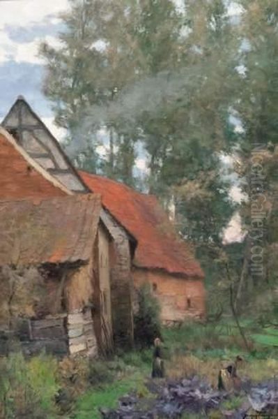 Ferme A Woluwe Oil Painting by Joseph Charles Francois