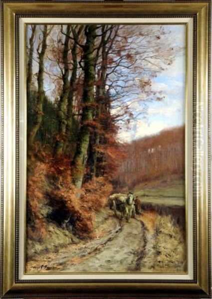 Chemin Forestier Anime Oil Painting by Joseph Charles Francois