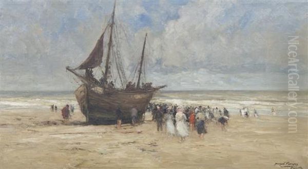 Coastal Scene Oil Painting by Joseph Charles Francois