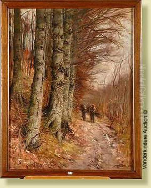 Fagotiere Sur Le Chemin Forestier Oil Painting by Joseph Charles Francois