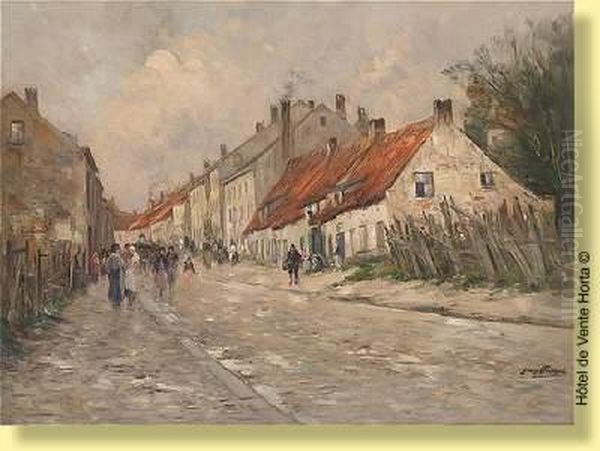 Ruelle Animee Oil Painting by Joseph Charles Francois