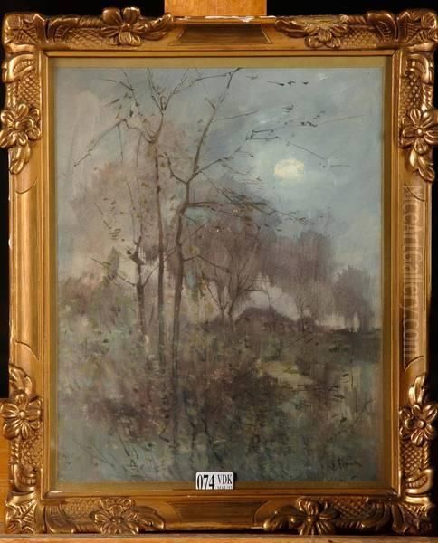 Clairiere Au Clair De Lune Oil Painting by Lucien Frank