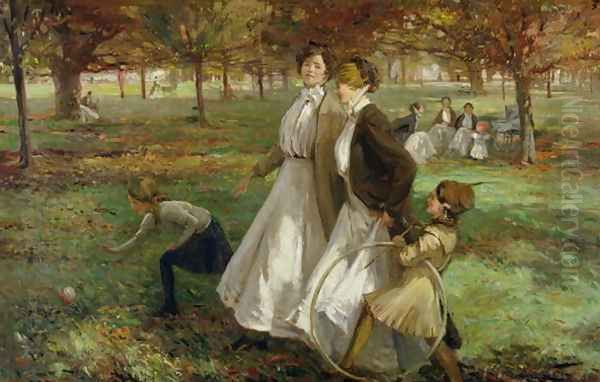 Autumn in Kensington Gardens Oil Painting by James Wallace