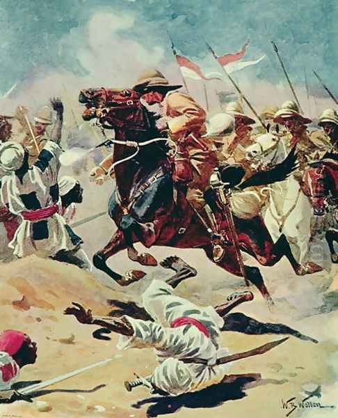 Charge of the 21st Lancers at Omdurman, 2nd September 1898 Oil Painting by William Barnes Wollen