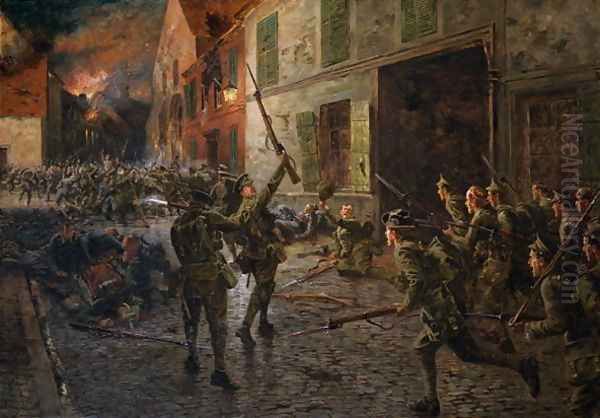 Landrecies, 25th August 1914, 1915 Oil Painting by William Barnes Wollen