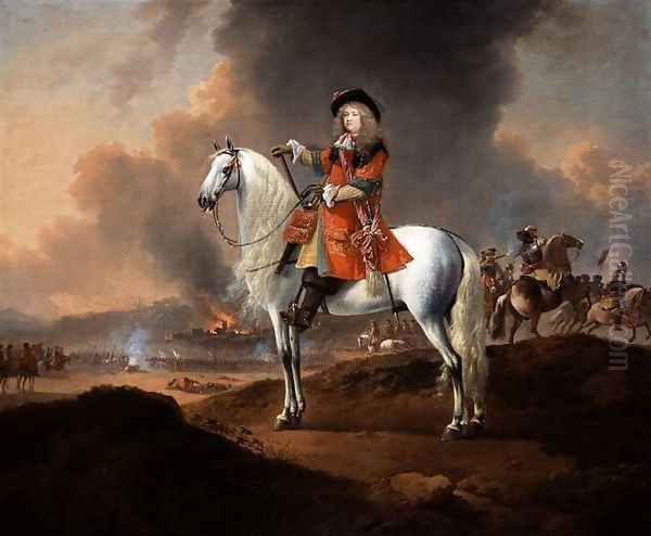 Lieutenant-Colonel Randolph Egerton MP (d.1681) of the Kings Troop of Horse Guards, c.1672 Oil Painting by Jan Wyck