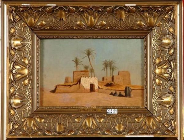 Un Village En Haute-egypte Oil Painting by Ch. Theodore, Bey Frere