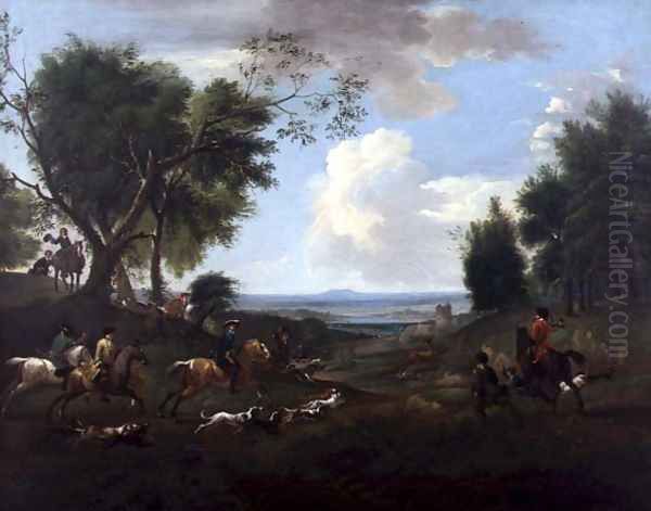 Hunting Scene 2 Oil Painting by Jan Wyck