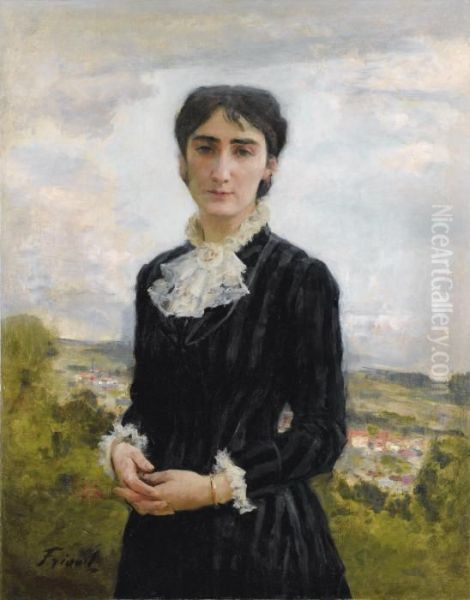 Portrait De Jeune Fille Oil Painting by Emile Friant